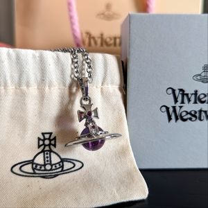 Vivienne Westwood Small Purple Nana Orb Sterling Silver Necklace